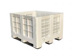 Palox plastique ajouré 1200x1000x760 mm 610L alimentaire 3 patins GRIS