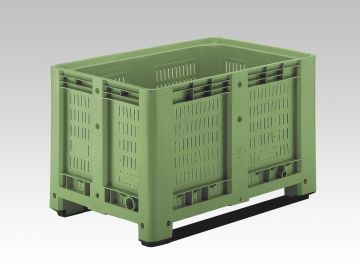 Palletbox 470 liter, 1200x800x780 mm geperforeerd op 3 sleden grijs