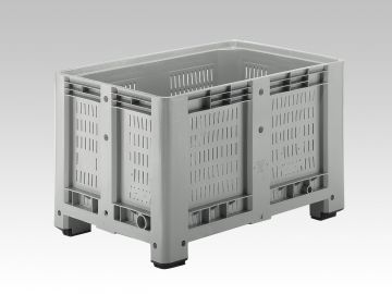 Palletbox 475 liter, 1200x800x760 mm geperforeerd op 4 poten grijs