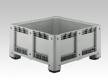 Palletbox 460 liter, 1130x1130x580 mm op 4 poten lichtgrijs