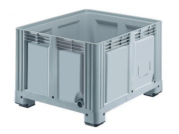 Palletbox 680 liter, 1200x1000x760 mm op 4 poten lichtgrijs