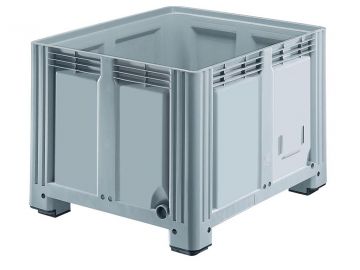 Palletbox 760 liter, 1200x1000x850 mm op 4 poten lichtgrijs