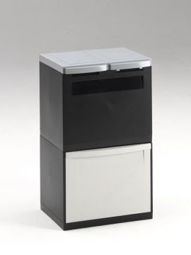 3Fractie module zwart 1 kantelbak grijs 2x emmer 2x deksel grijs