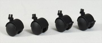 Kunststof zwenkwielen set voor afvalscheidingsbak, zwart