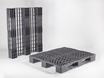 Export pallet 1200x1000x150 mm, open bovendek, 3 sleden, zwart