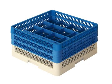 Vaatwaskorf 500x500x220 mm grote mazen tbv ø 112 mm bekerglazen (16 vaks)