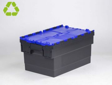 E-line Distribox distributiebak, bakdeel zwart, dekselhelften blauw 55 ltr