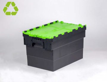 E-line Distribox distributiebak, bakdeel zwart, dekselhelften groen 63 ltr