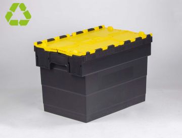 E-line Distribox distributiebak, bakdeel zwart, dekselhelften geel 72 ltr