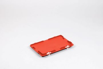 Kunststof euronorm scharnierdeksel 300x200 mm, met snapsluitingen, rood