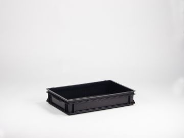 Stapelbare bak 20 liter, 600x400x120 mm uit ESD-veilig materiaal