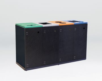 4-fractie afvalscheidingsmeubel op sokkel, 4x 80 ltr