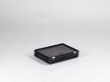 Kunststof kist 6 liter met afsluitbaar deksel, ESD