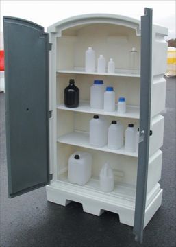 Opslagkast wit 990x500x1660 mm, met blauwe deuren en slot, 3 RVS schappen