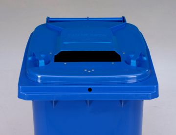 Afvalcontainer 120L, blauw met 3-kantslot en papiersleuf