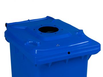 Afvalcontainer 240L, blauw met 3-kantslot en rubber glasrozet