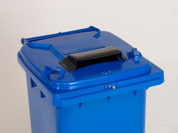 Afvalcontainer 240L, blauw met automatic slot, papiersleuf en regenkap