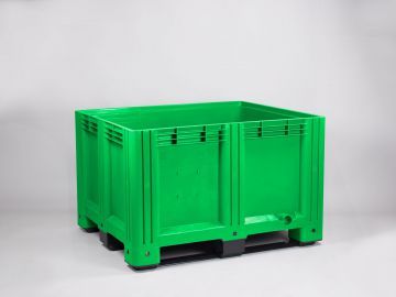 Kunststof palletbox, 1200x1000x760 mm, 610 l groen