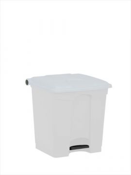 Kunststof afvalbak met pedaal 400x400x430 mm, 30 l. wit