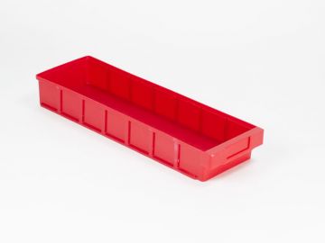 Kunststof magazijnbak 600x186x83 mm geschikt voor 6 schotten, rood