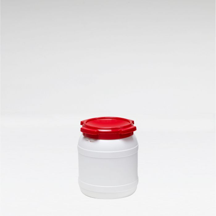 Kunststof wijdmondvat, 274x328 mm, 15,4 liter, vat wit deksel rood