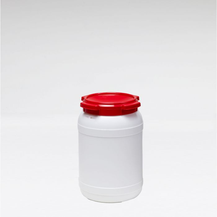 Kunststof wijdmondvat, 274x400 mm, 20 liter, vat wit deksel rood