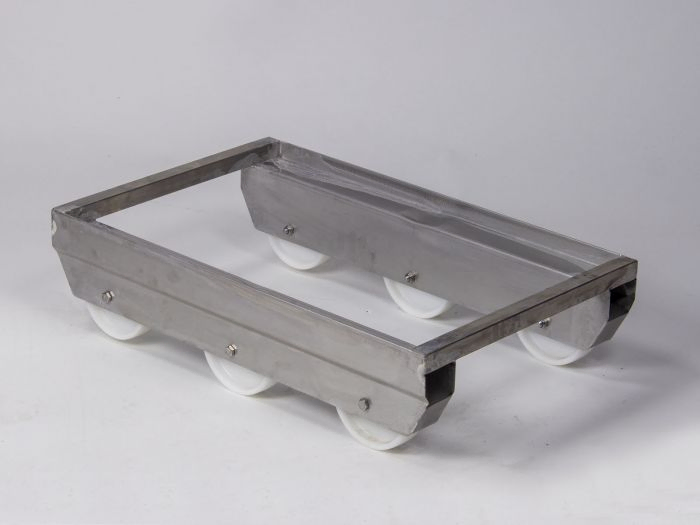 Kantelonderstel op 6 wielen 655x410x170 mm RVS