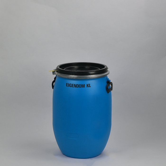 UN plastic dekselvat 60 liter blauw ø 400 x H = 610 mm