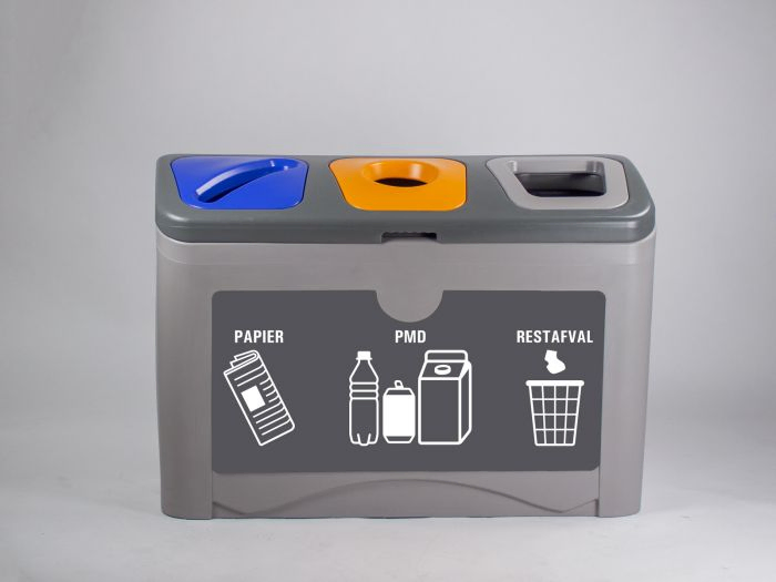 3-fractie afvalscheidingsmeubel Restafval, Papier & PMD 