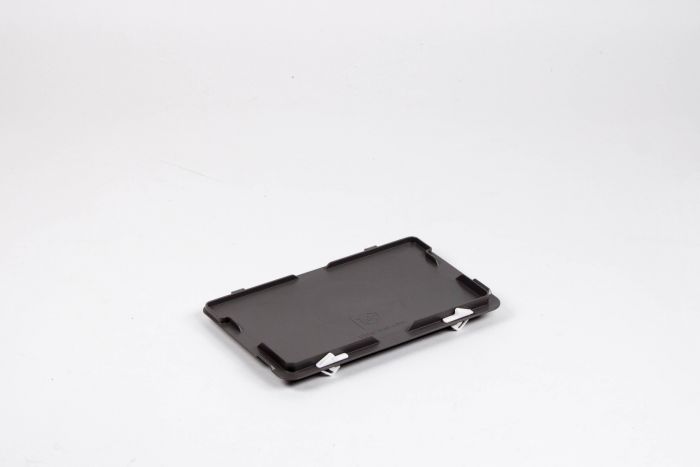 Kunststof euronorm scharnierdeksel 300x200 mm, met snapsluitingen, grijs