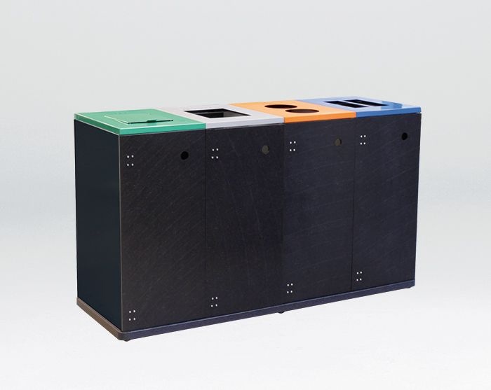 4-fractie afvalscheidingsmeubel op sokkel, 4x 80 ltr