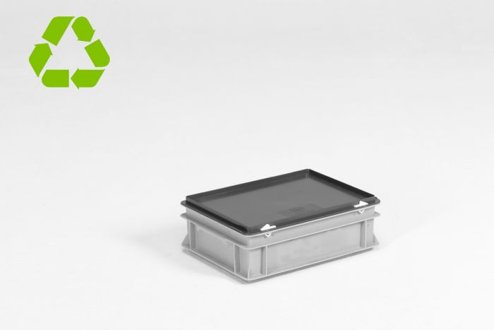 E-line kunststof kist 400x300x135 mm, 10 liter, met afsluitbaar deksel