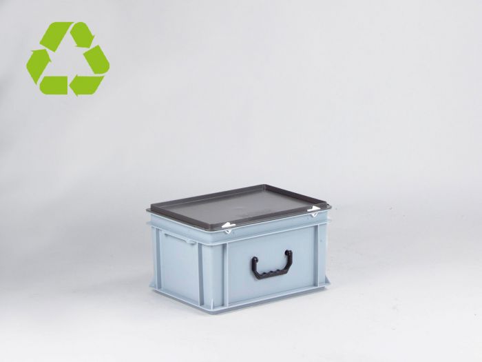 E-line kunststof koffer 400x300x235 mm met 1 greep, 20 liter, PP regeneraat