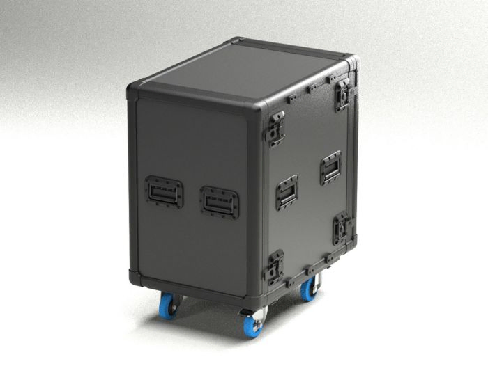 16U Rack Exo-Case, 19", standaard frame, 574x804x973 mm op wielen