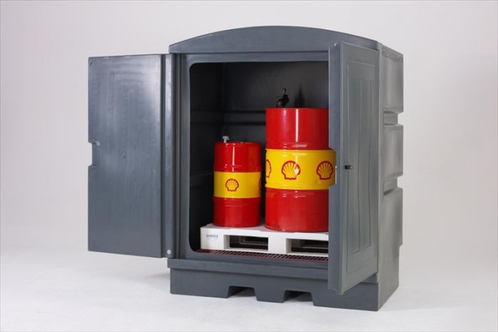 Opslagkast 1500x1040x1900 mm, met deuren en slot, donkergrijs