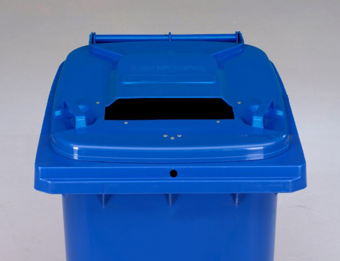 Afvalcontainer 120L, blauw met 3-kantslot en papiersleuf