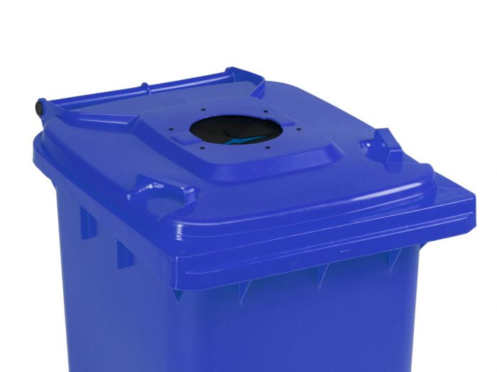 Afvalcontainer 120L, blauw met rubber glasrozet
