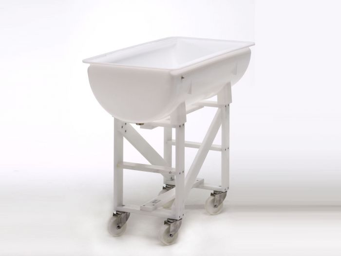 Kunststofframe 600x380x680mm met 4 nylon zwenkwielen ø100 mm tbv mengbak 100 l. wit