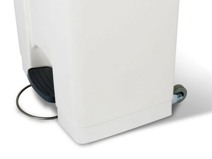 Kunststof afvalbak met pedaal 500x410x820 mm, 90 l. wit/groen