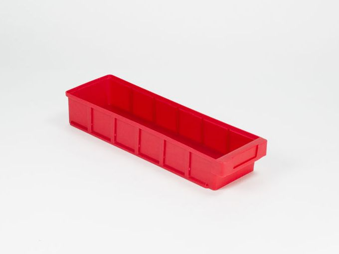 Kunststof magazijnbak 500x152x83 mm geschikt voor 5 schotten, rood